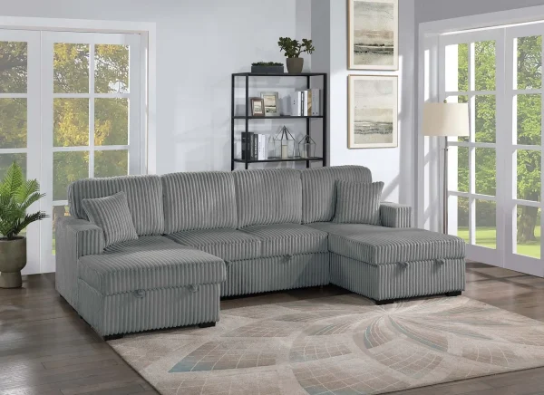 3-Piece Convertible Sectional (Sleeper Sofa & 2 Chaise Storage)