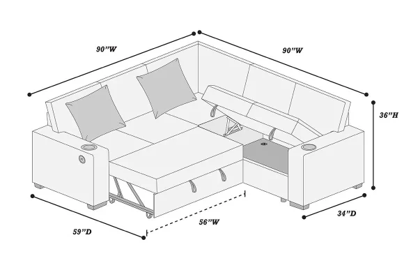 3-Piece Convertible Sectional - Image 3