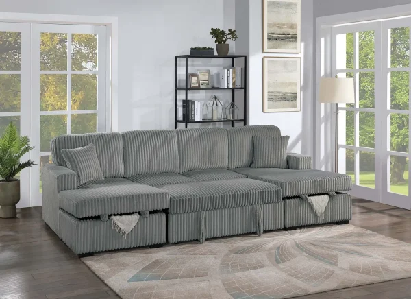 3-Piece Convertible Sectional (Sleeper Sofa & 2 Chaise Storage) - Image 3