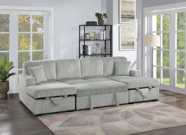 3-Piece Convertible Sectional (Sleeper Sofa & 2 Chaise Storage) - Image 3