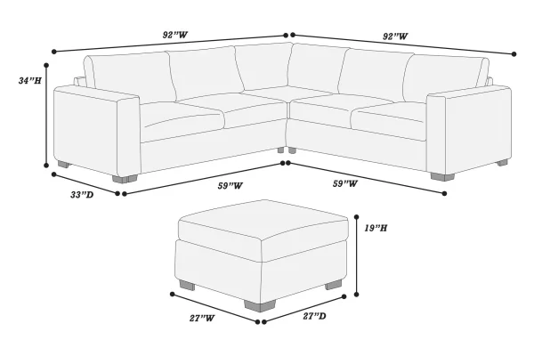 4-Piece Sectional W/ Ottoman - Image 3