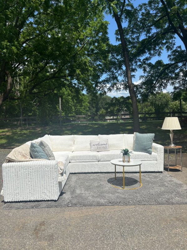 Brand New White Corduroy Sectional Couch – Modern Luxury ) - Image 3