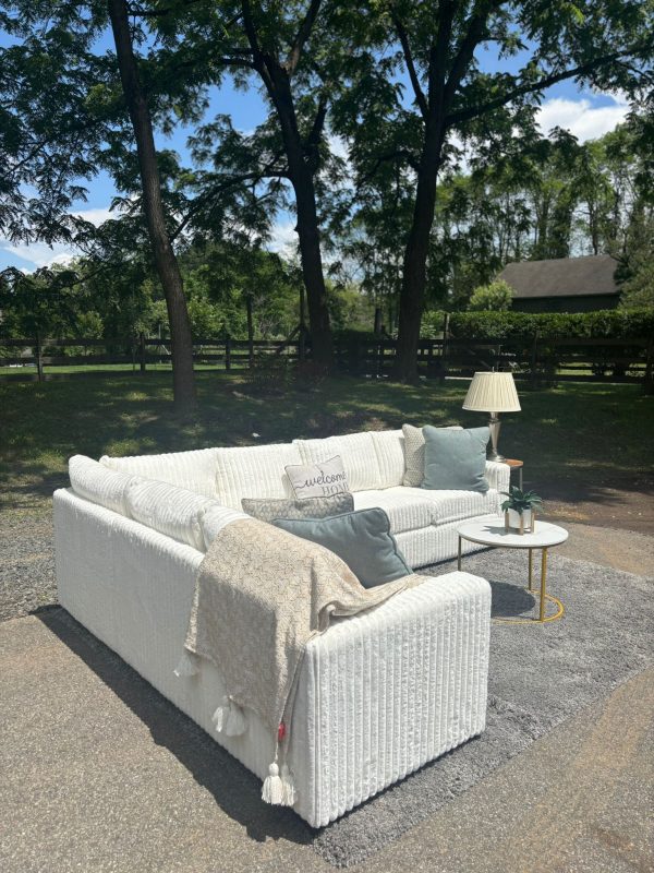 Brand New White Corduroy Sectional Couch – Modern Luxury ) - Image 4