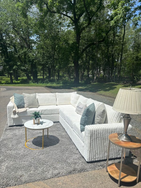 Brand New White Corduroy Sectional Couch – Modern Luxury ) - Image 5