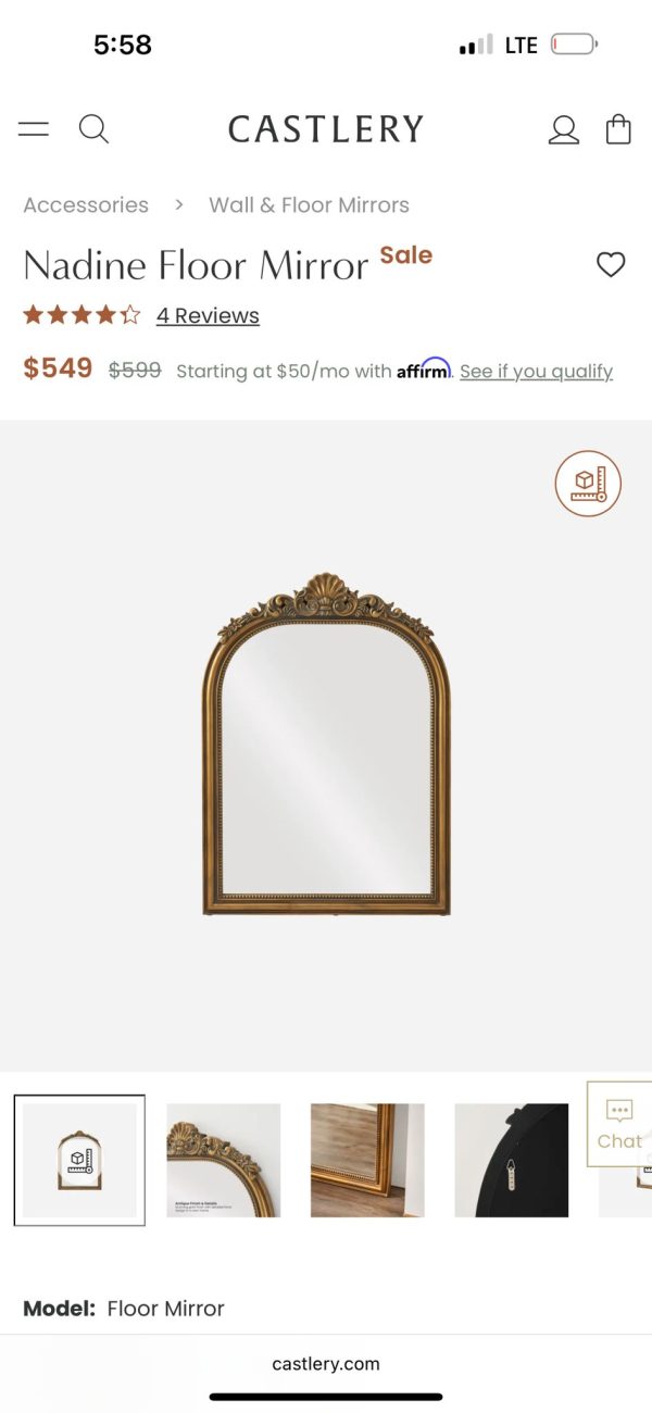 Castlery Nadine Floor Mirror (Delivery Available)