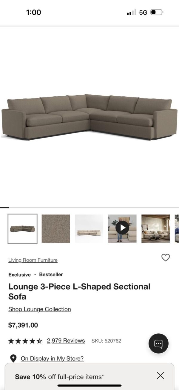 Crate & Barrel Lounge 3PC Sectional Couch - Image 8