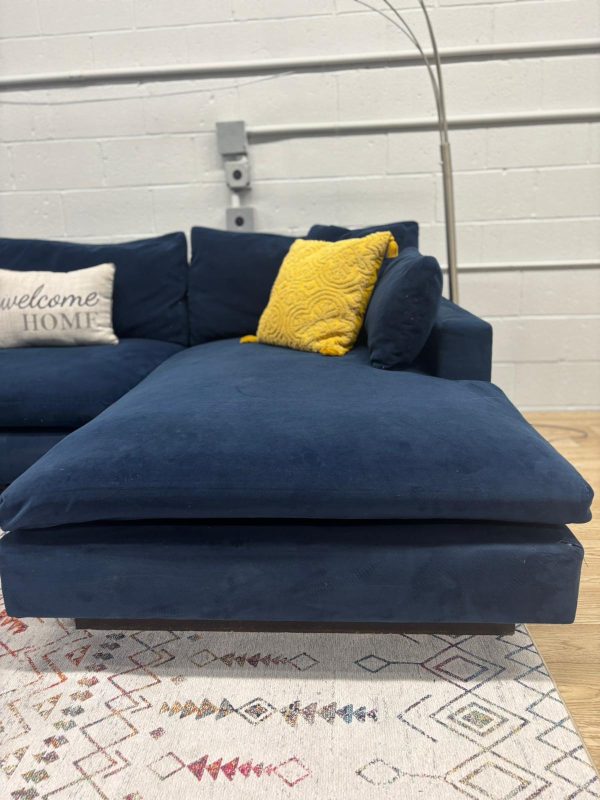 West Elm Harmony 2-Piece Bumper Chaise Sectional – Navy Blue - Image 4