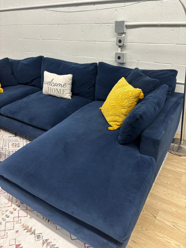 West Elm Harmony 2-Piece Bumper Chaise Sectional – Navy Blue - Image 6