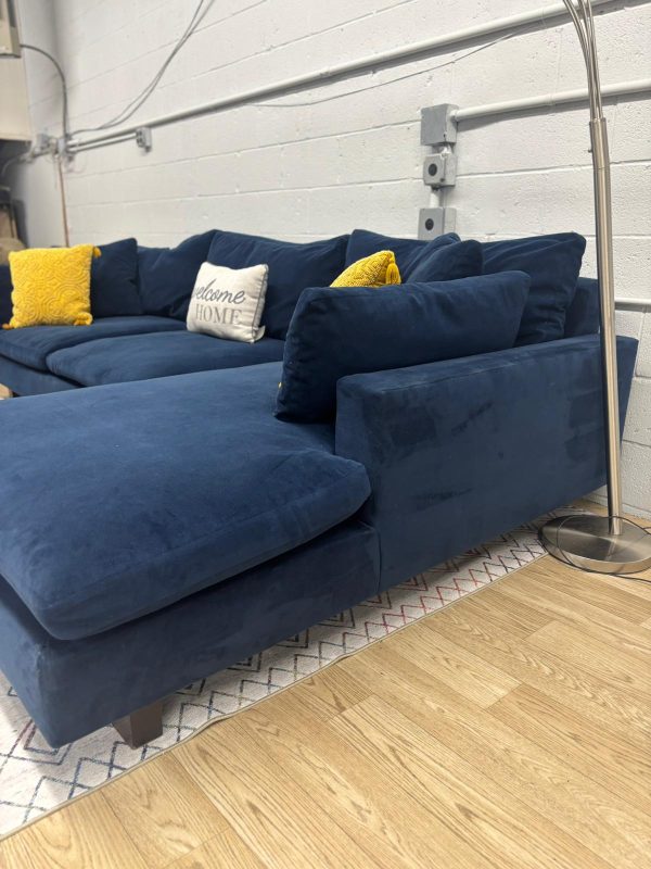 West Elm Harmony 2-Piece Bumper Chaise Sectional – Navy Blue - Image 9