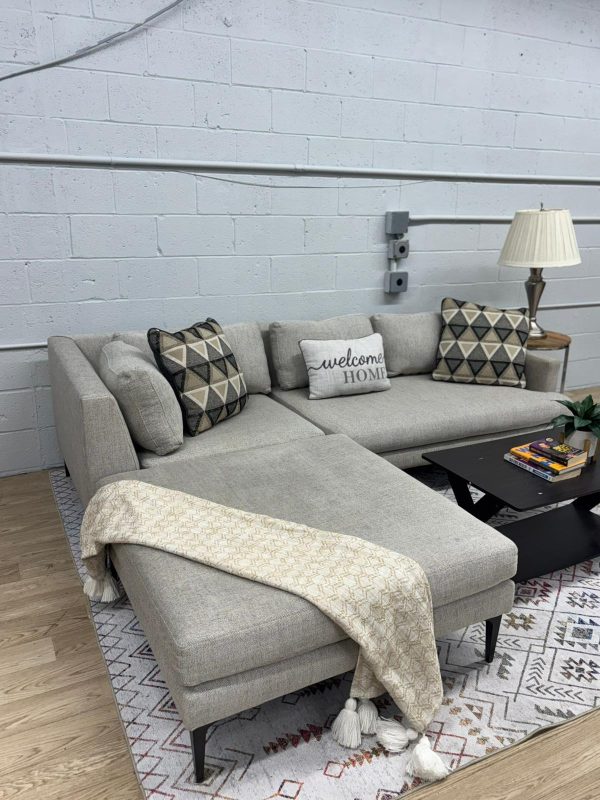 West Elm Andes 3-Piece Ottoman Sectional – Oatmeal Yarn-Dyed Weave - Image 3