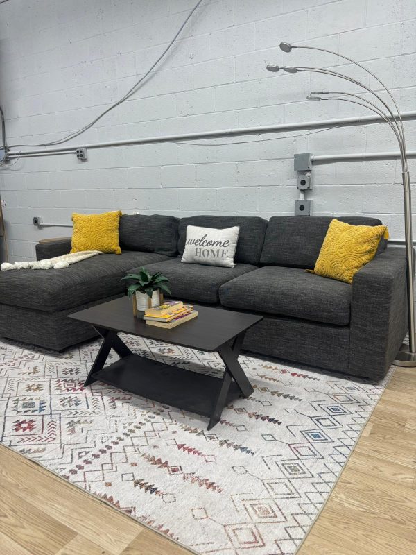 West Elm Urban 2-Piece Sleeper Sectional w/ Storage Chaise – Basket Weave, Midnight - Image 5