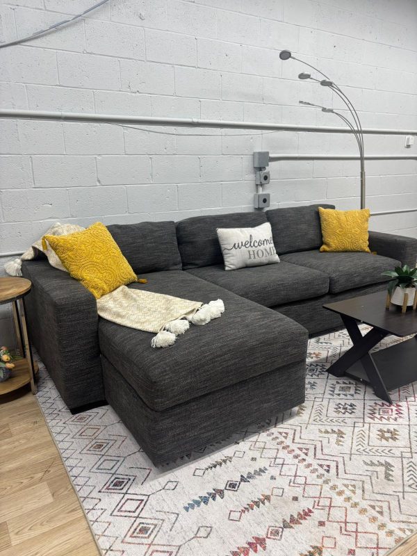 West Elm Urban 2-Piece Sleeper Sectional w/ Storage Chaise – Basket Weave, Midnight - Image 8