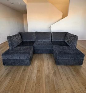 Lovesac Sactional – Charcoal Gray Corded Velvet  (5 seats/5 sides)