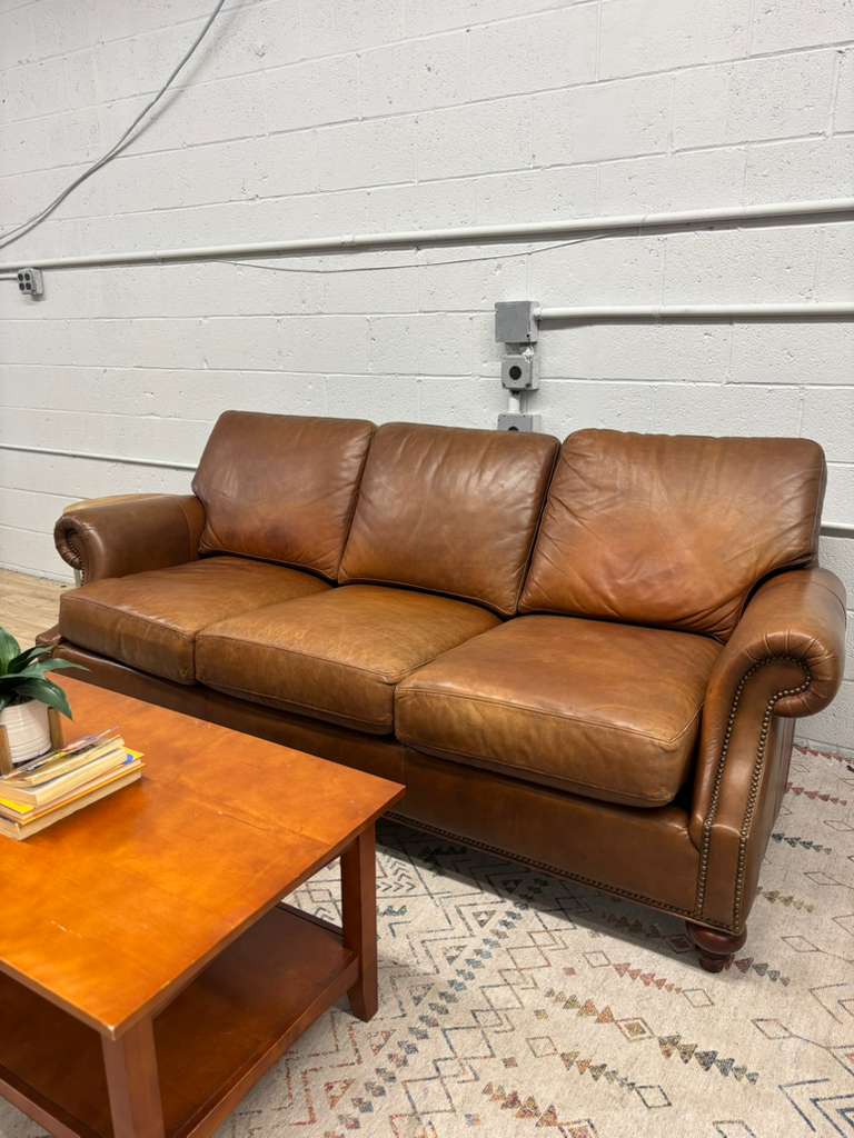 Ethan Allen Leather Sofa - Image 3