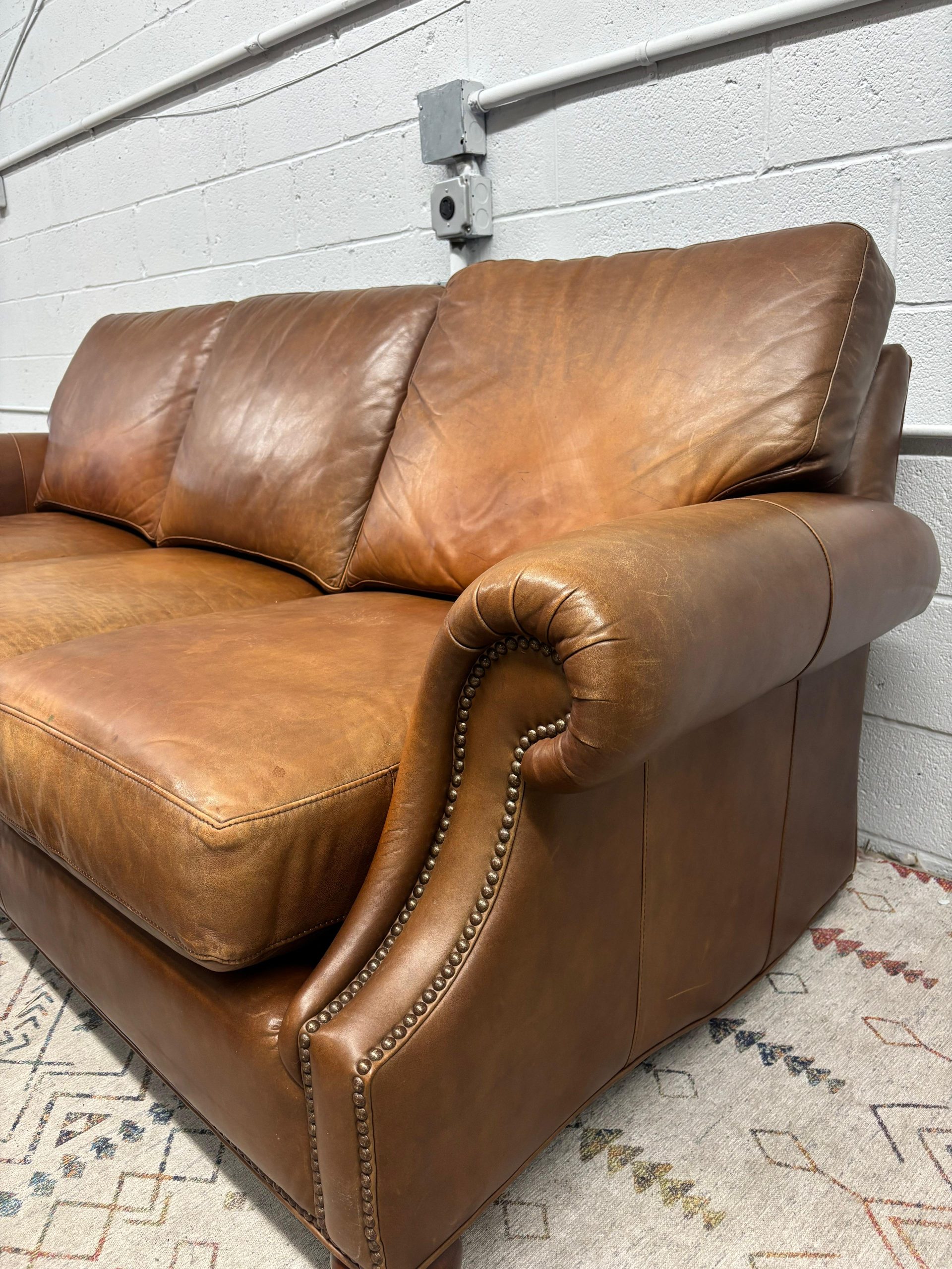 Ethan Allen Leather Sofa - Image 9