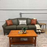 Ethan Allen Olive Leather Sofa