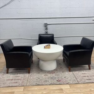 Bernhardt Leather Lounge Chair Set + Modern Table