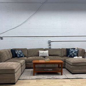 Taupe 7-Piece Modular Sectional Couch with 2 Ottomans